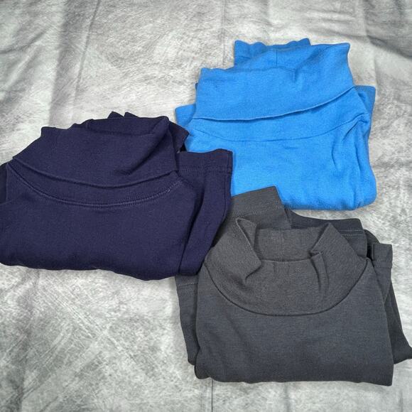 Lot 3 Long Sleeved Tops S Women Layering Turtleneck Blue Navy Gray Cotton Winter - Picture 2 of 11